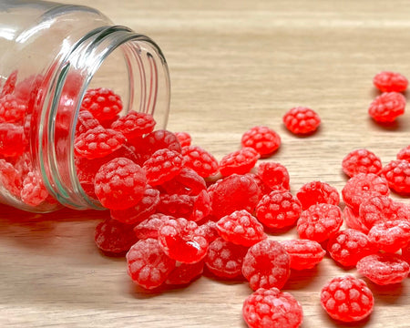 Bonbons durs artisanaux des Vosges à La Bresse - Framboise - Délicieuses friandises fabriquées à la main avec des ingrédients locaux de qualité supérieure