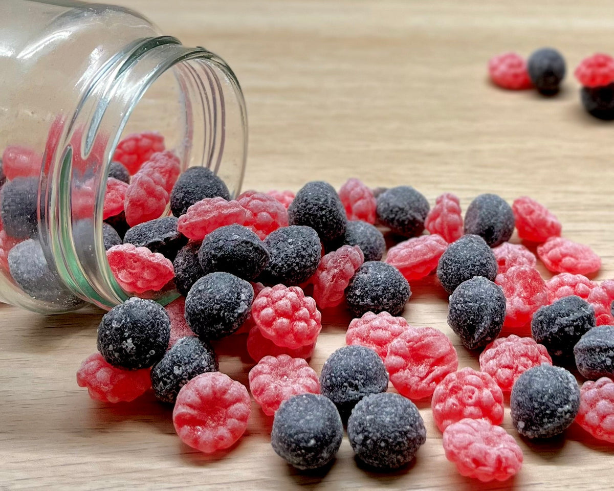 Bonbons durs artisanaux des Vosges à La Bresse - Myrtille Framboise - Délicieuses friandises fabriquées à la main avec des ingrédients locaux de qualité supérieure