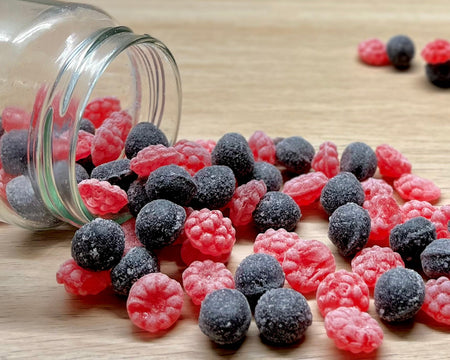 Bonbons durs artisanaux des Vosges à La Bresse - Myrtille Framboise - Délicieuses friandises fabriquées à la main avec des ingrédients locaux de qualité supérieure